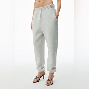 Alexander Wang Dense Fleece Sweatpants Heather Oatmeal Gray XS